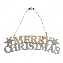 Wooden Merry Christmas Sign with Stars